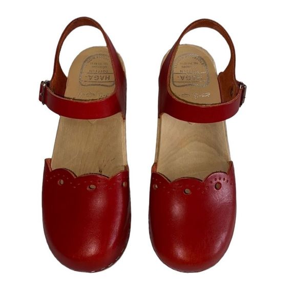 Haga Toffeln  Red  Swedish Clogs(Size 37) - Picture 2 of 10